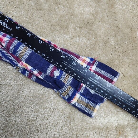 VTG Scotsman Co Flannel Shirt Mens Small Red White Blue Plaid Work USA A857 - Picture 9 of 10